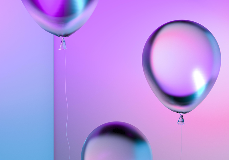 Purple vinyl rug with gradient balloon design - TenStickers