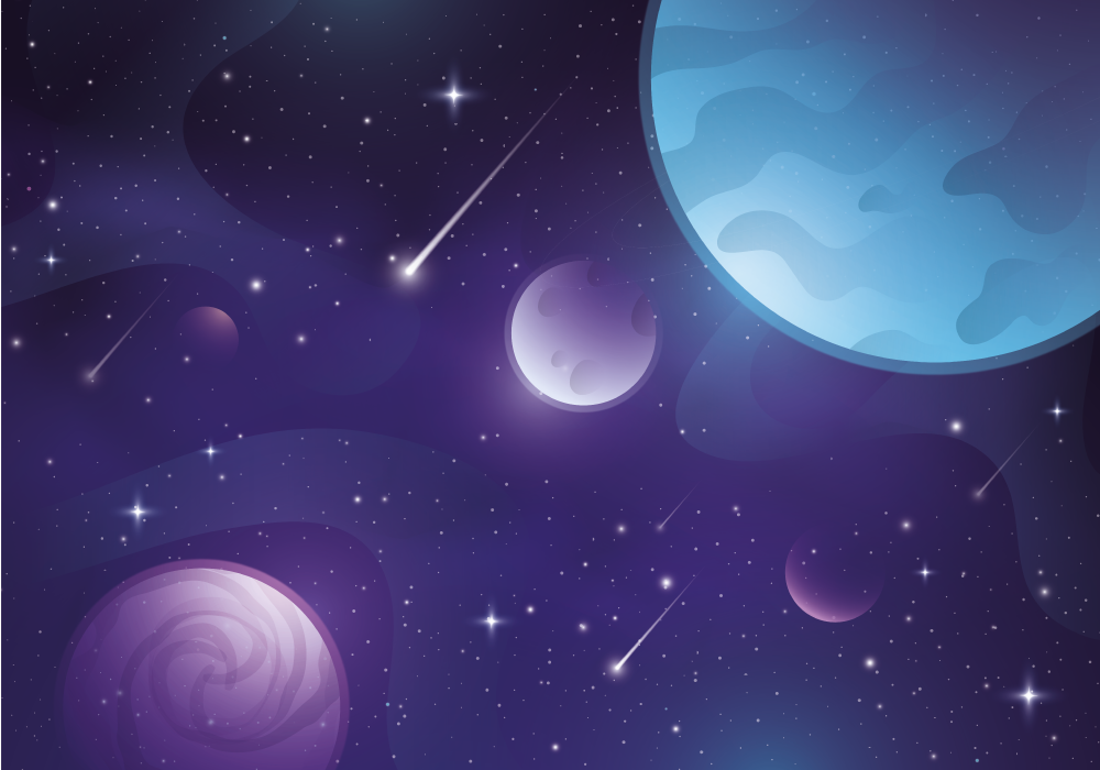 Purple vinyl rug in a mysterious space of stars - TenStickers