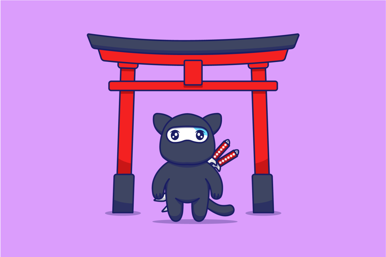 Purple vinyl rug ninja cat design - TenStickers