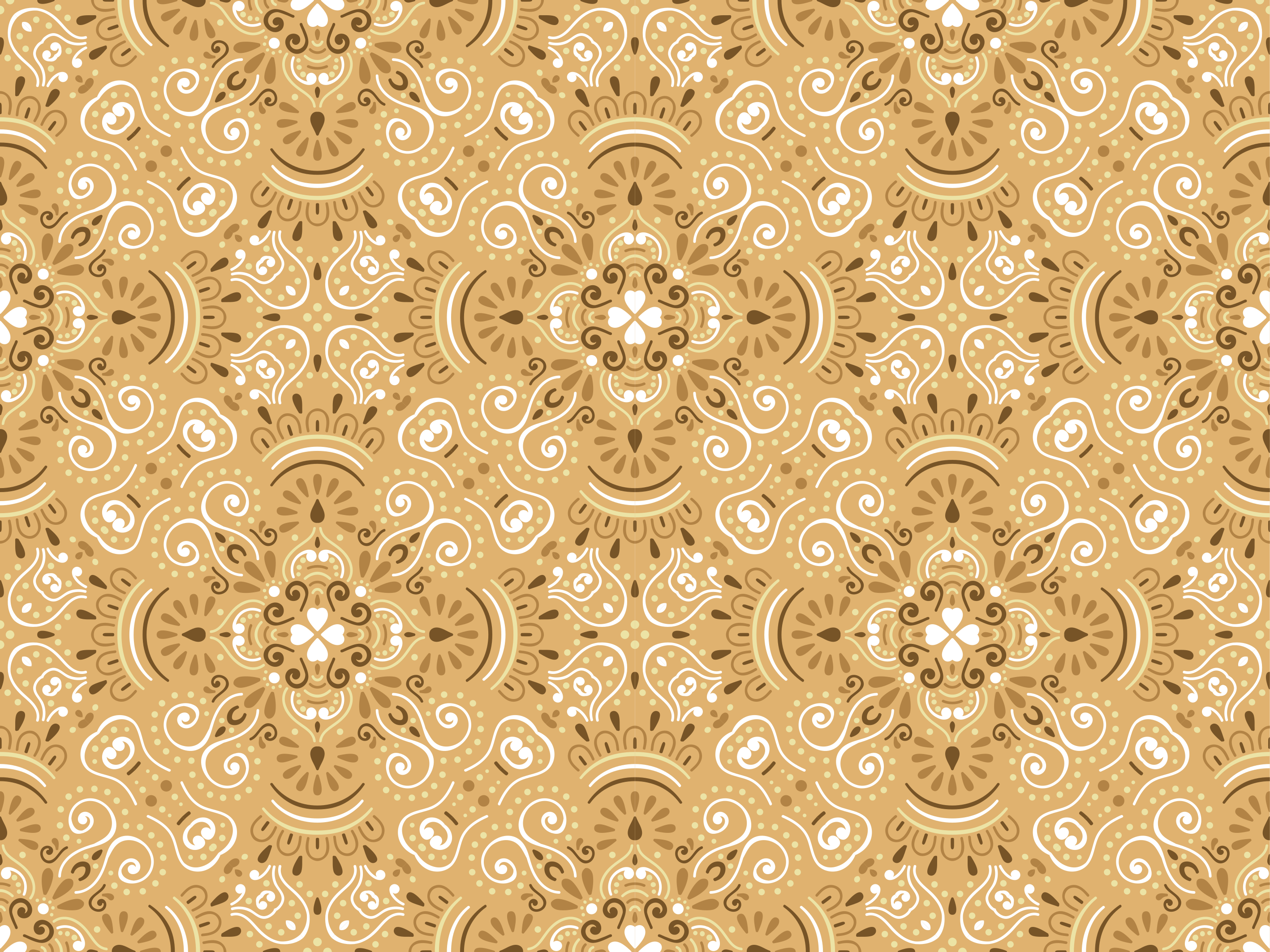 Orange vinyl rug with vintage beige pattern - TenStickers