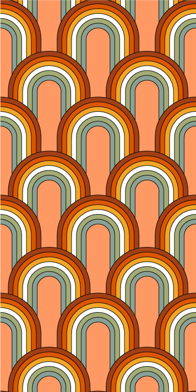 Orange vinyl rug with a vibrant 70s rainbow pattern - TenStickers