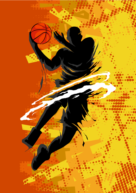 Orange vinyl rug basketball player - TenStickers