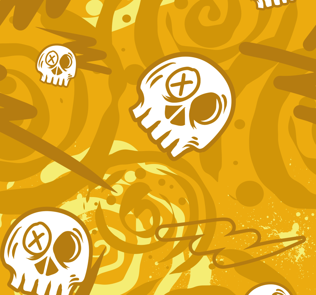 Orange vinyl rug featuring skull graffiti design - TenStickers