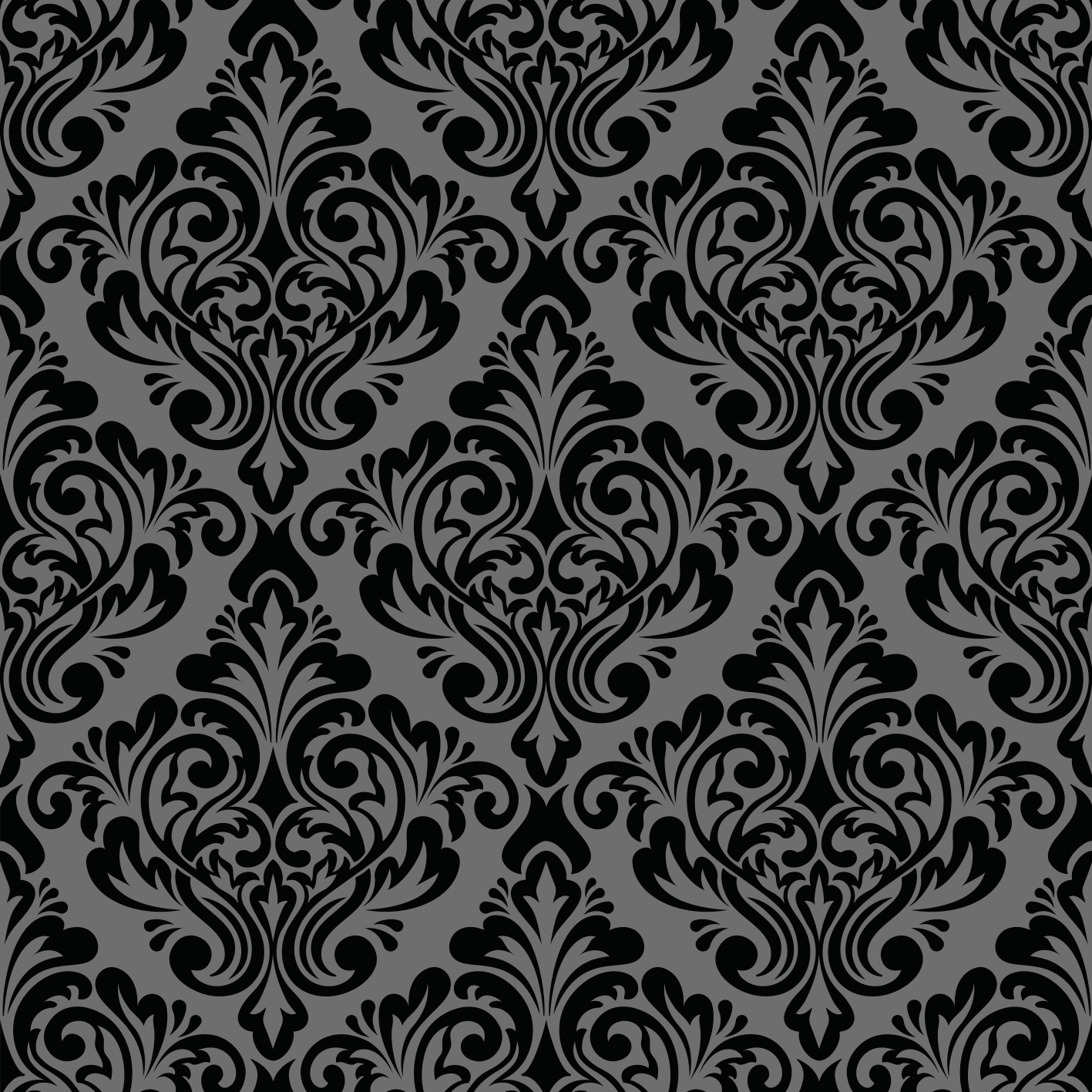 Black vinyl rug vintage black damask design - TenStickers