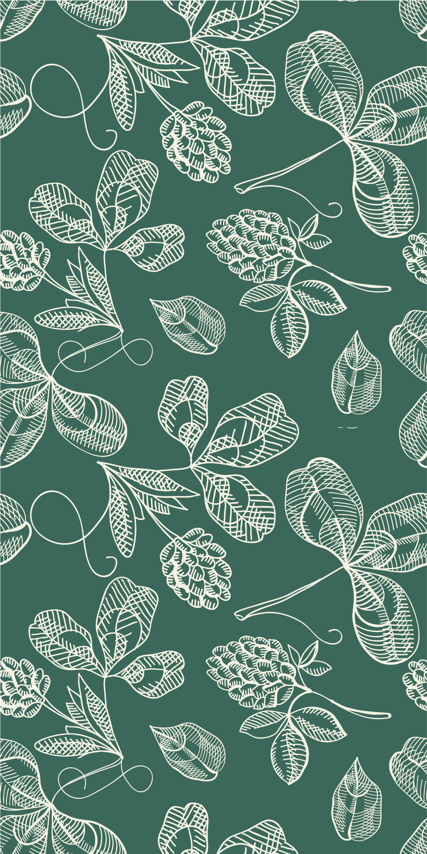 Green vinyl rug with green leaf doodle design - TenStickers
