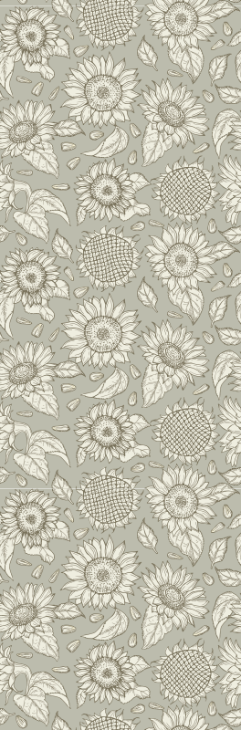 Gray sunflowers green vinyl rug - TenStickers