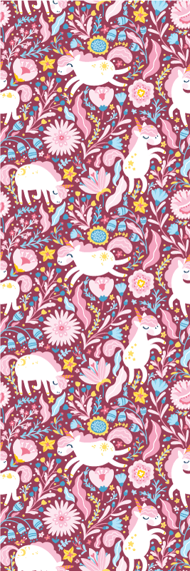 Pink vinyl rug with beautiful unicorn pattern design - TenStickers