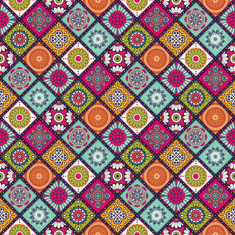 Colourful Pattern Mandala Carpet - TenStickers