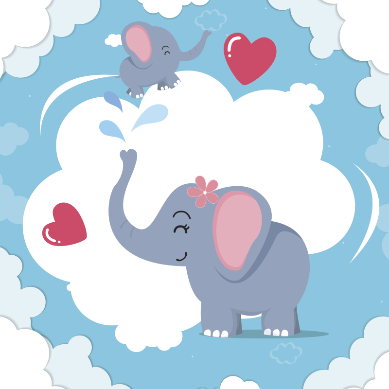 Adorable Elephant Cloudscape kids rug - TenStickers