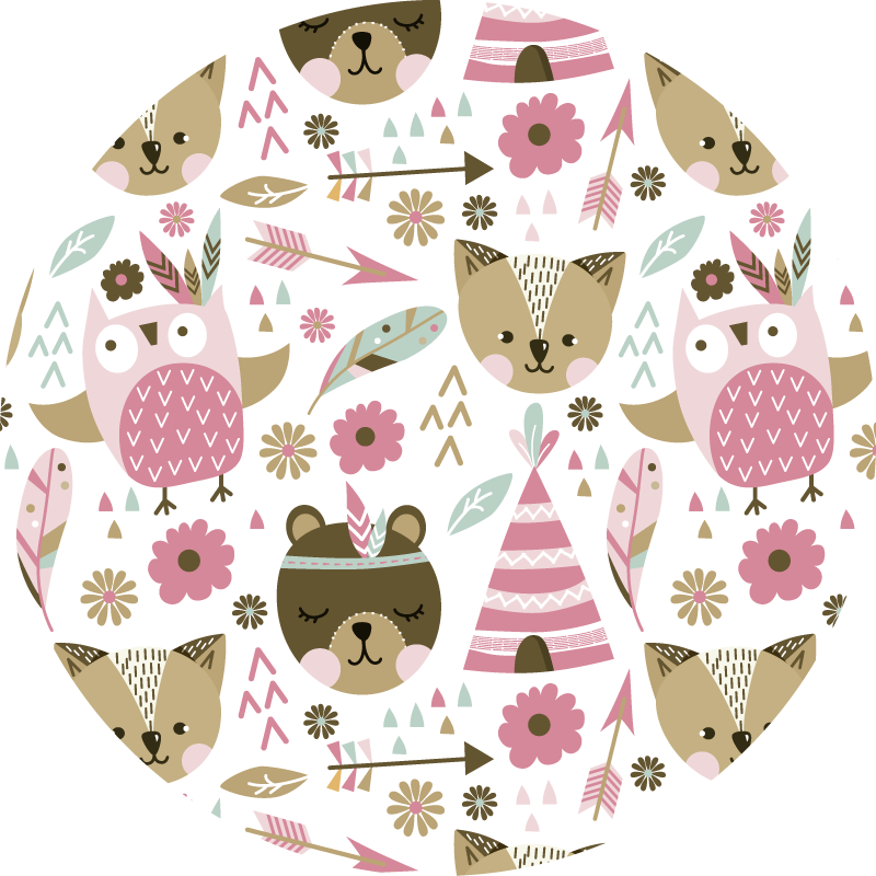 Children's Animal Patterns Round Carpet - TenStickers