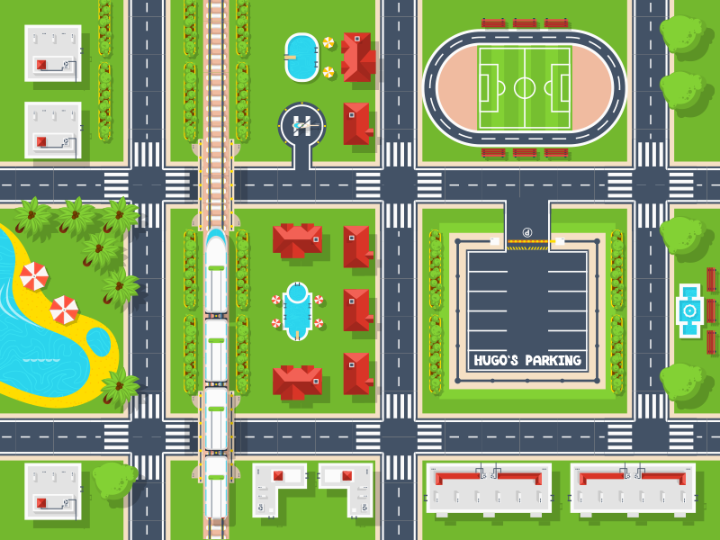 Playful Cityscape road kids vinyl rug - TenStickers