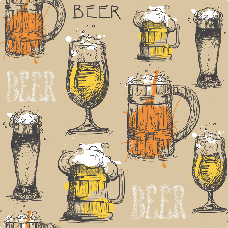 Vintage vinyl rug - beer glasses - TenStickers