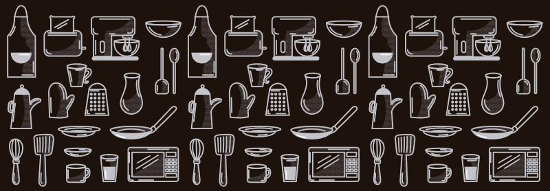 Rectangular cooking tools kitchen vinyl rug - TenStickers