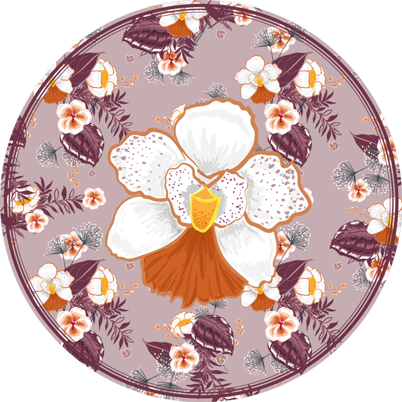 Floral vinyl rug floral patterned circle - TenStickers