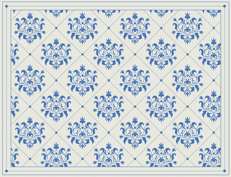 Ornamental Blue tile vinyl rug - TenStickers