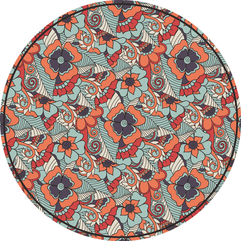 Floral vinyl rug with floral mandala design - TenStickers