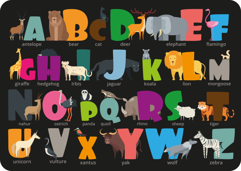 Alphabetical Fauna alphabet vinyl rug - TenStickers