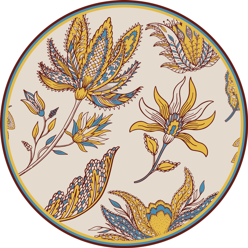 Exquisite Botanical Grace floral vinyl rug - TenStickers