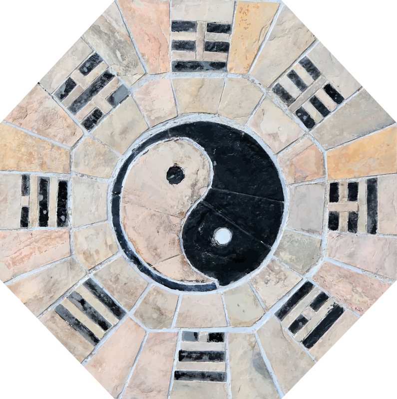 Yin Yang Tile Art mosaic vinyl rug - TenStickers