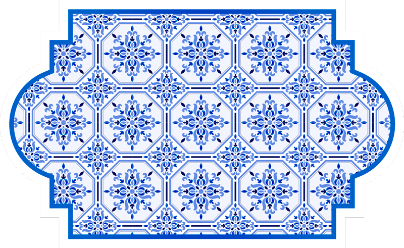 Ornate Blue Tiles tile vinyl rug - TenStickers