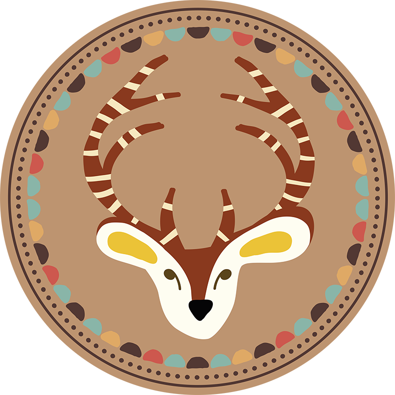 Circular Deer Motif kids vinyl rug - TenStickers