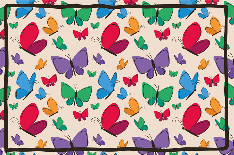 Butterfly Abundance floral vinyl rug - TenStickers