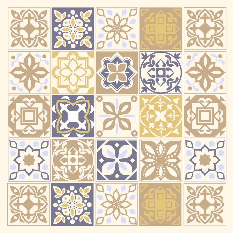 Limestone Spanish tiles kitchen vinyl rug - TenStickers