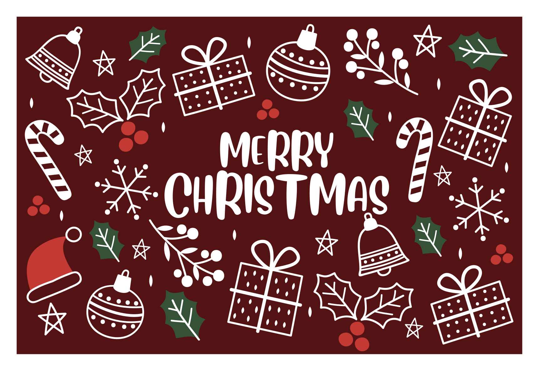 Festive Holiday Symbols Christmas vinyl rug - TenStickers