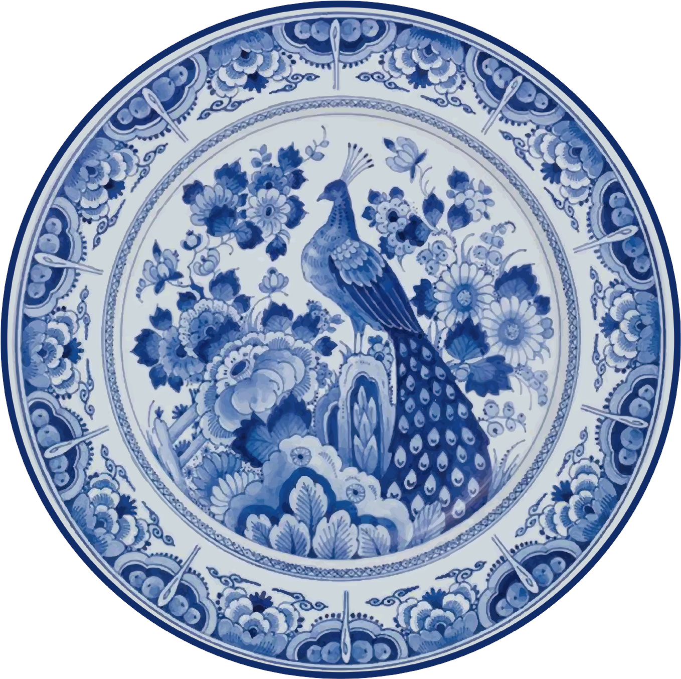 Delftware peacock tile carpet - TenStickers