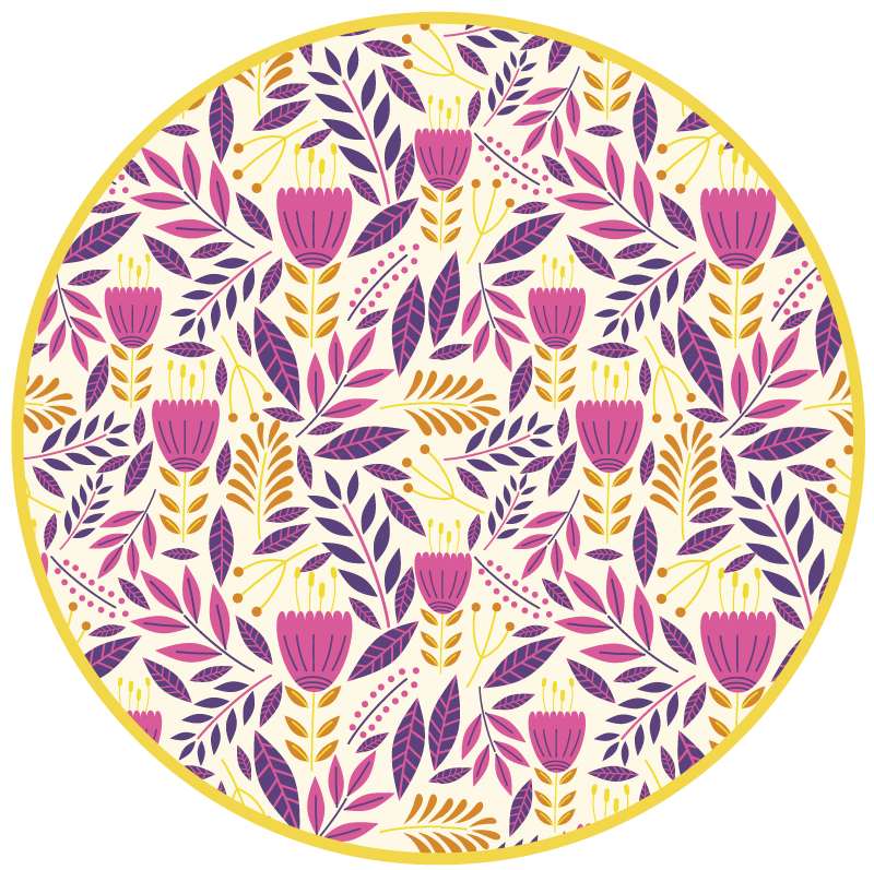 Floral symmetry design floral vinyl rug - TenStickers