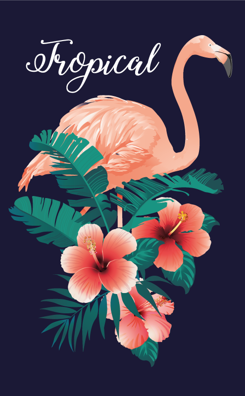Tropical Flamingo animal vinyl rug - TenStickers