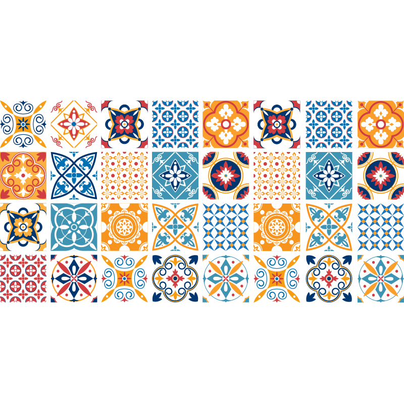 Hand painted portuguese tiles kitchen vinyl rug - TenStickers