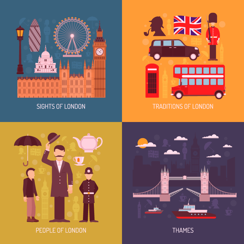 Traditions, sights and people of London rug - TenStickers