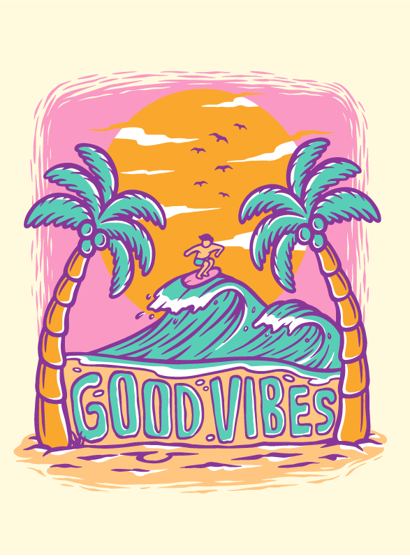 Good Vibes Surf teen vinyl rug - TenStickers