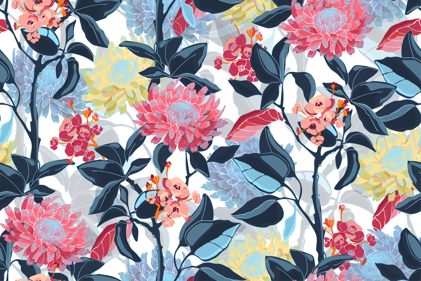 Floral Composition Detail floral vinyl rug - TenStickers