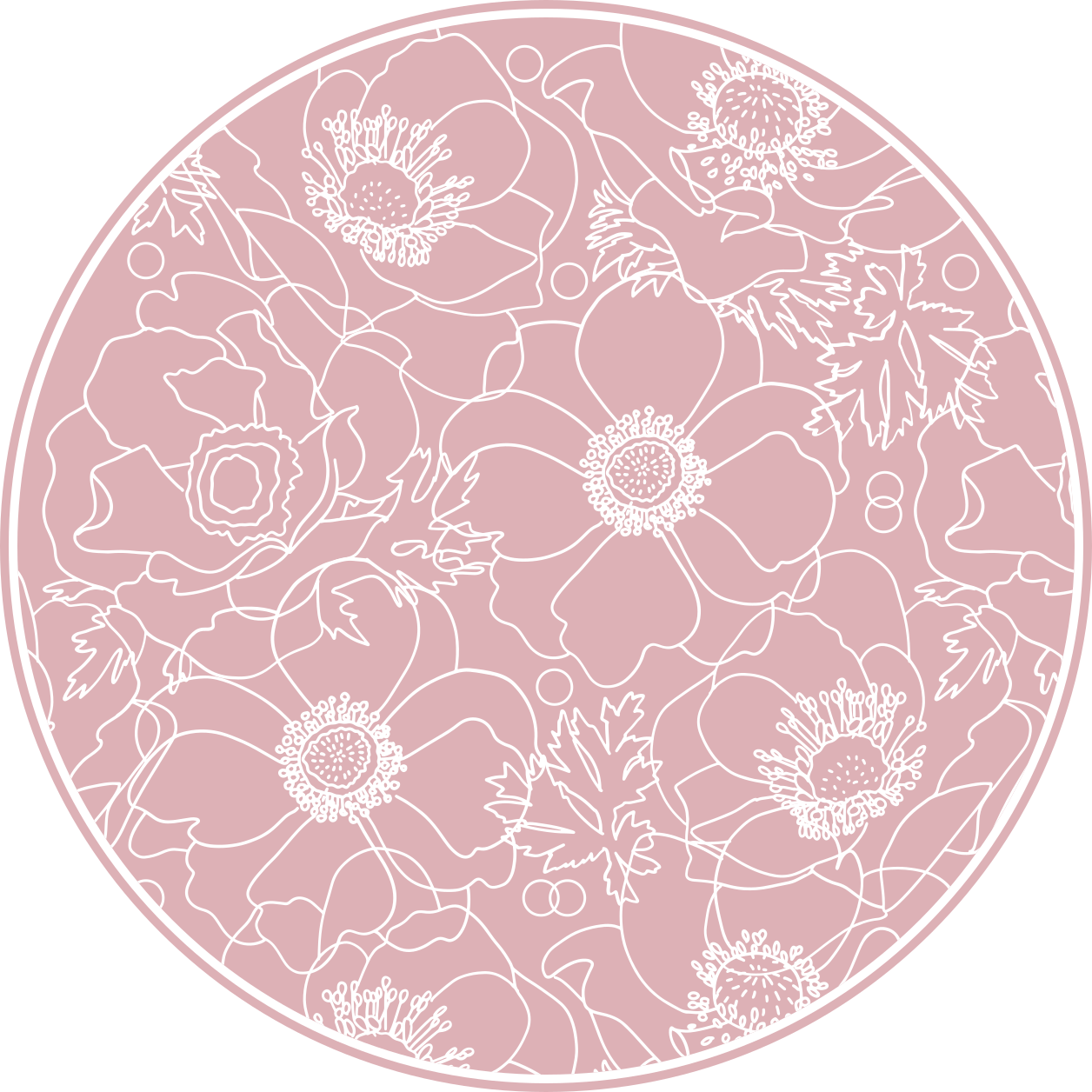Floral outline motif floral vinyl rug - TenStickers