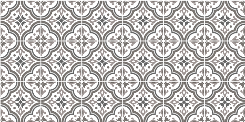 grey tiles and flowers tile carpet - TenStickers