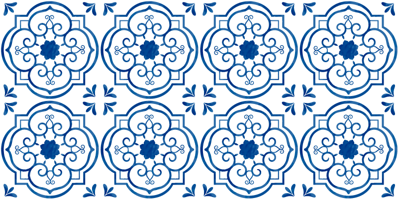 Ornate motif tile pattern vinyl rug - TenStickers