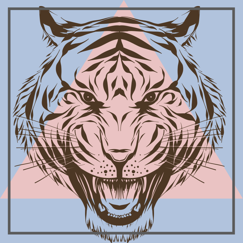 Stylized Tiger Portrait animal vinyl rug - TenStickers