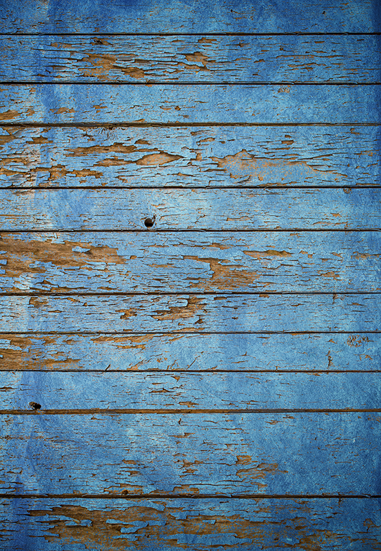 Distressed Blue Planks wood effect vinyl rug - TenStickers