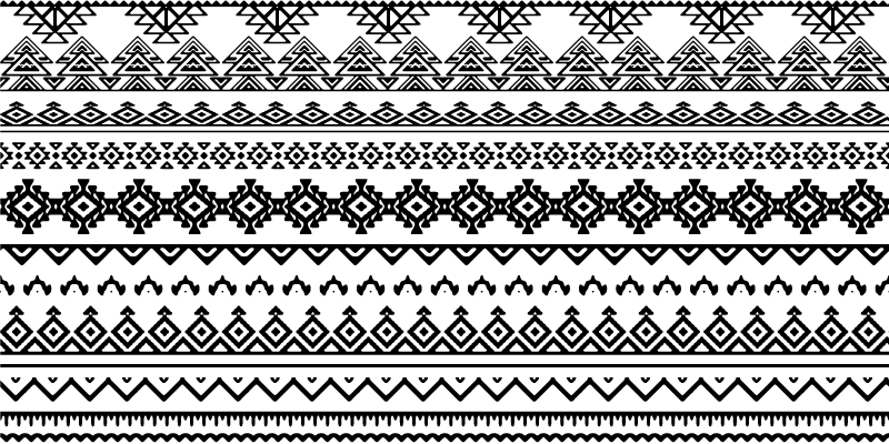 Geometric black and white ethnic print vinyl hallway runner - TenStickers
