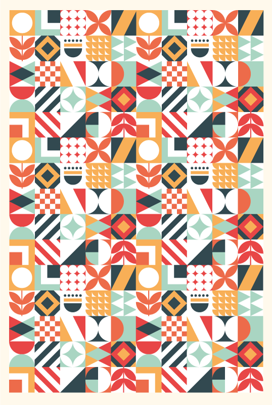 Symmetric Mosaic geometric vinyl rug - TenStickers