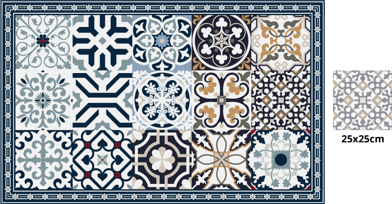 Ornate Tiles tile vinyl rug - TenStickers