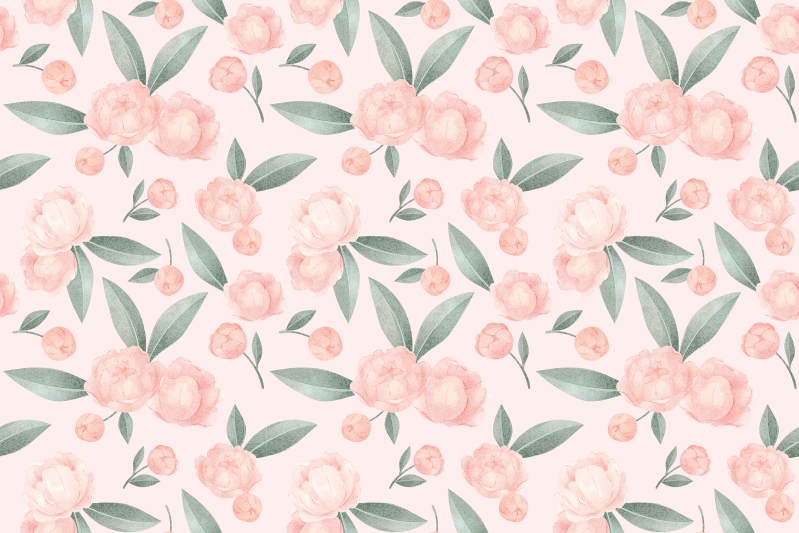 Botanical Peonies floral vinyl rug - TenStickers