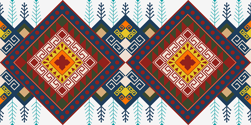 Ethnic vinyl rug with geometric design - TenStickers