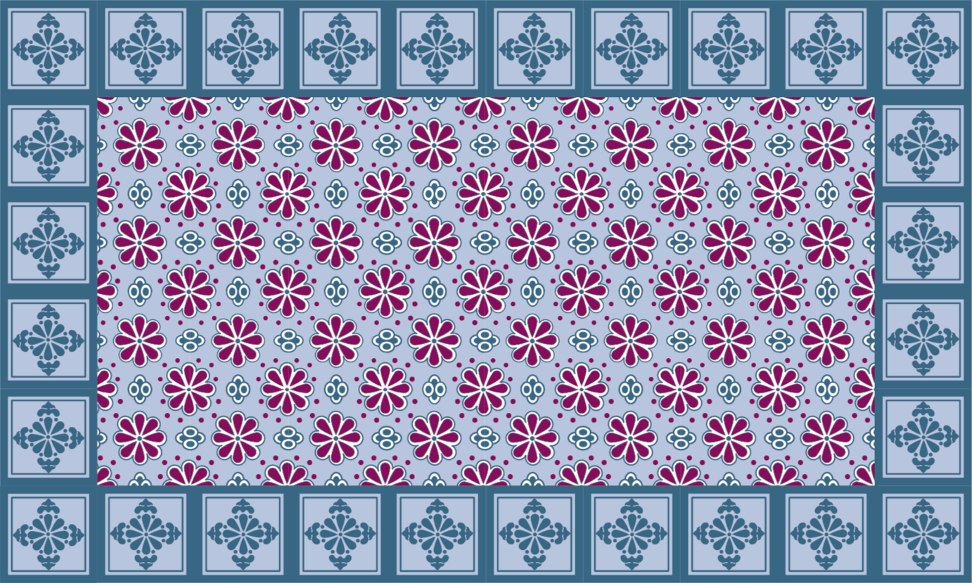 Blue and pink tiles vinyl kitchen mat - TenStickers