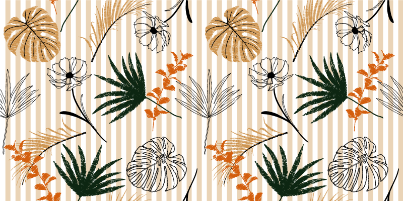 Botanical Theme floral vinyl rug - TenStickers