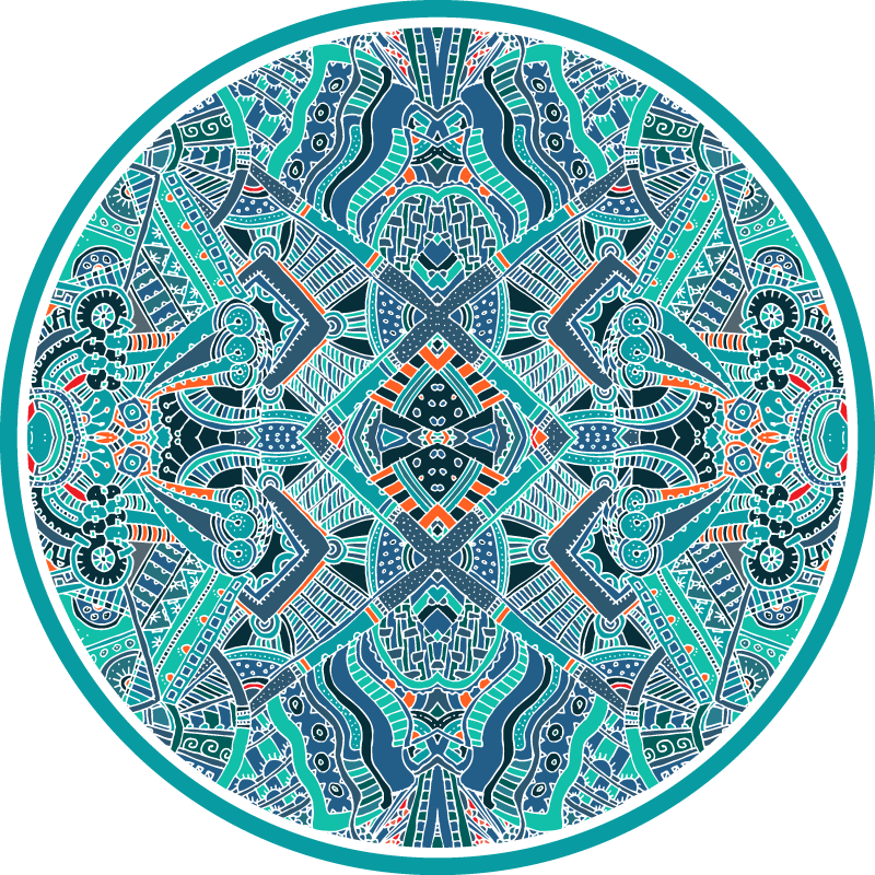 Mandala circularity mandala vinyl rug - TenStickers