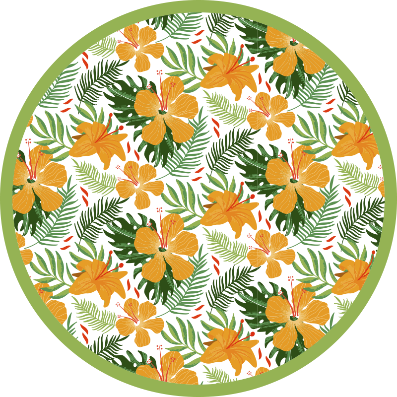 Tropical Botanical Symphony floral vinyl rug - TenStickers