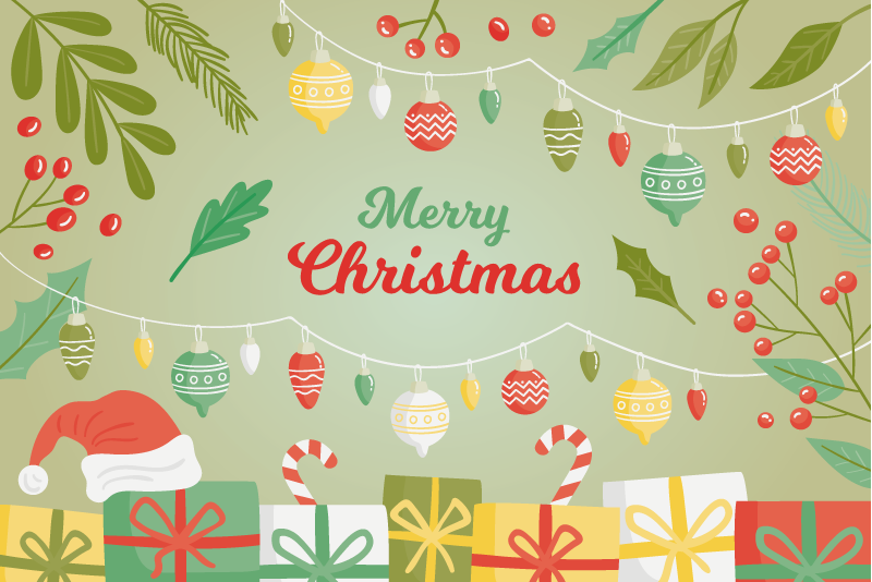 Festive Seasonal Greetings Christmas vinyl rug - TenStickers